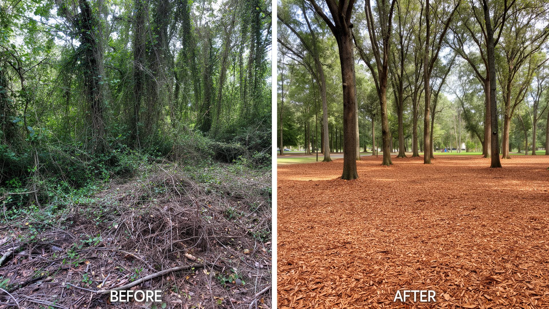 Before and after land mulching
